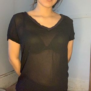 La Causa Sheer V Neck Shirt